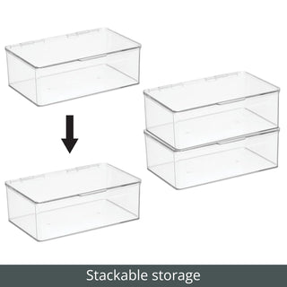 Stackable Storage Box with Hinged Lid (4-Pack) - Clear