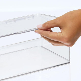 Stackable Storage Box with Hinged Lid (4-Pack) - Clear