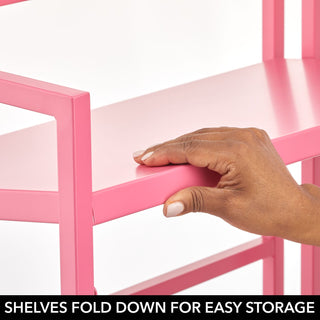 3-Tier Space-Saving Folding Shelf - Pink