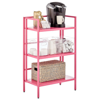 3-Tier Space-Saving Folding Shelf - Pink