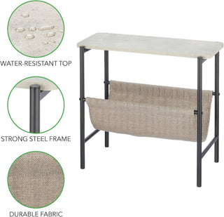 Narrow Side Table with Soft Storage - Black/Cement Gray