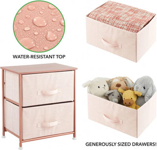 2-Drawer Compact Storage Unit - Light Pink/Rose Gold