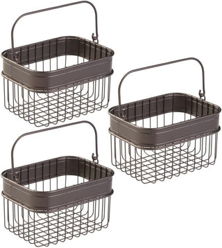 3-Piece Metal Decorative Baskets - Bronze Finish