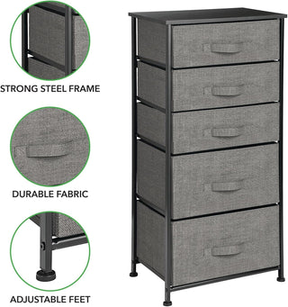 5-Drawer Spacious Storage Organizer - Charcoal