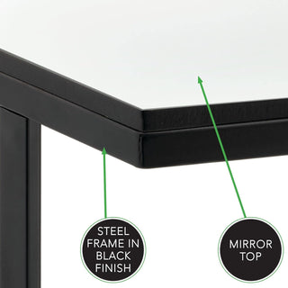 Mirror Top C-Side Modern Table - Black