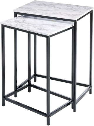 Nesting Tables (2-Piece Set) - Faux Marble/Black