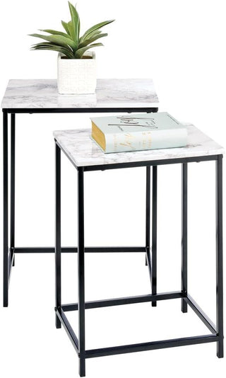 Nesting Tables (2-Piece Set) - Faux Marble/Black