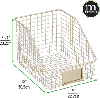 Slanted Wire Basket with Tag Holder (4-Pack) - Satin Finish