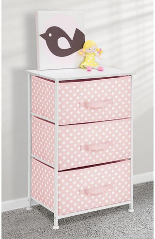 3-Drawer Storage Unit - Polka Dot Pink/White