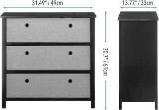 Foldable 3-Drawer Wide Storage Unit - Black/Charcoal