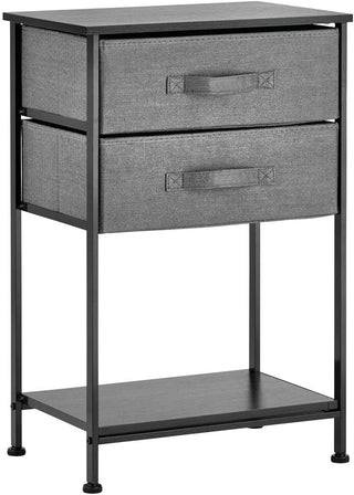 2-Drawer Nightstand with Shelf - Charcoal, Compact Design, Ships in Brown Box