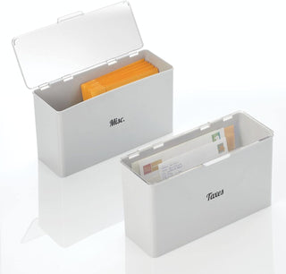 Storage Bin with Hinged Lid and Labels (4-Pack) - Clear/White