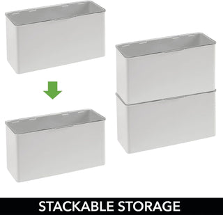 Storage Bin with Hinged Lid and Labels (4-Pack) - Clear/White