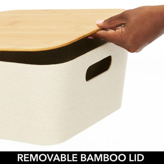 Fabric Wrapped Stylish Bin with Bamboo Lid (8-Pack)