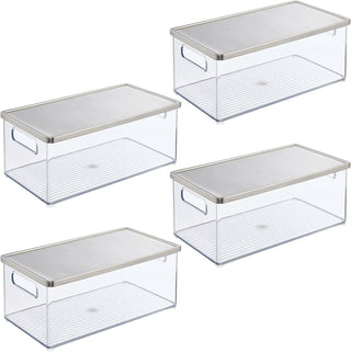 Bins with Sleek Metal Lids (8-Pack)