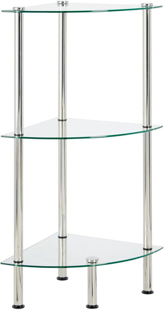 3-Tier Sleek Corner Glass Shelf (2-Pack)