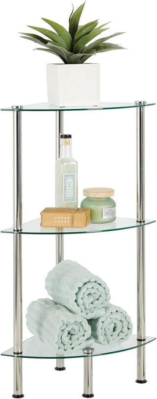 3-Tier Sleek Corner Glass Shelf (2-Pack)