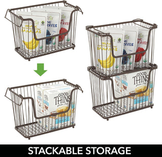 Stackable Front Dip Metal Baskets (24 Pack) - Bronze