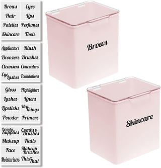 Storage Bins with Cosmetic Labels (2-Pack)