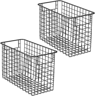 Office Wire Storage Basket (2-Pack) - Matte Black