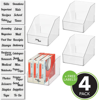 Slanted Office Bin with Labels (8-Pack)