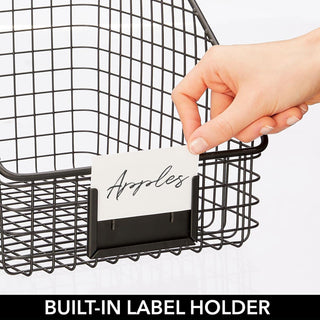 Slanted Basket with Tag Holder (2-Pack) - Black