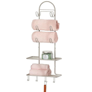 Bathroom Wall Mount Organizer with 3 Rolled Towel Rack (2-Pack)