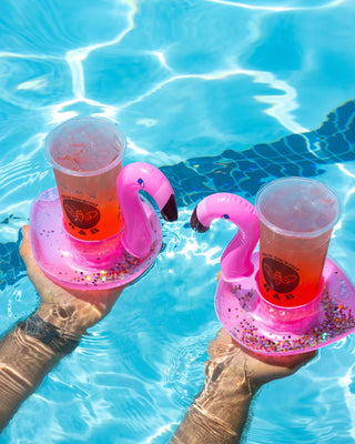 Flamingo Glitter Drink Float Set of 2