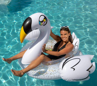 Gold Glitter Swan with Wings Jumbo 48"  Pool Tube