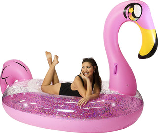 Gigantic 98" (2 to 3 person) Pink Glitter Flamingo