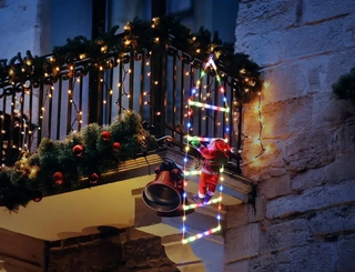 LED Ladder Lights with Climbing Santa Claus Festive Decoration