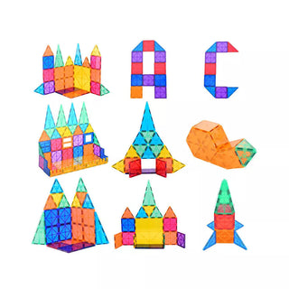 Multicolored Magnetic Tiles 100-Piece Game Set for Kids & Adults