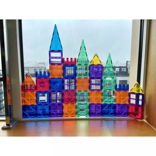 Multicolored Magnetic Tiles 100-Piece Game Set for Kids & Adults