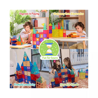 Multicolored Magnetic Tiles 100-Piece Game Set for Kids & Adults