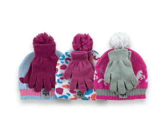 6-Piece Kids' Hat & Glove Set (3 Hats & 3 Gloves)