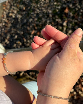 Mommy & Me - Genuine Gemstone Bracelet with Amber stone