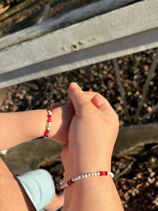 Mommy & Me - Genuine Gemstone Bracelet Set in "Belle" (Red)