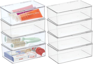 Stackable Organizer Box with Hinged Lid (16-Pack) - Clear