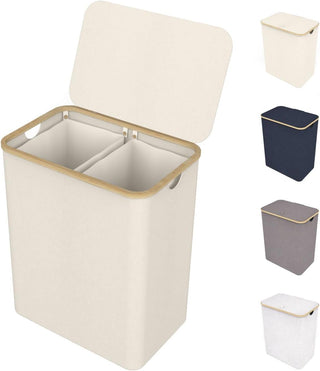 Bamboo Dual Section Laundry Basket