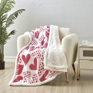 Scarlett (Hearts) Sherpa Throw - Ultra Soft & Warm