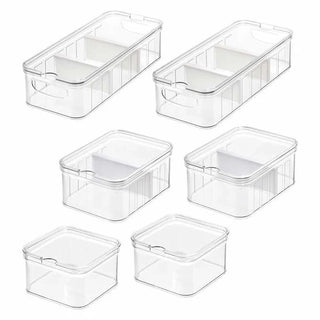 Crisp Fridge Bins with Removable Dividers (6-Pack) - Clear